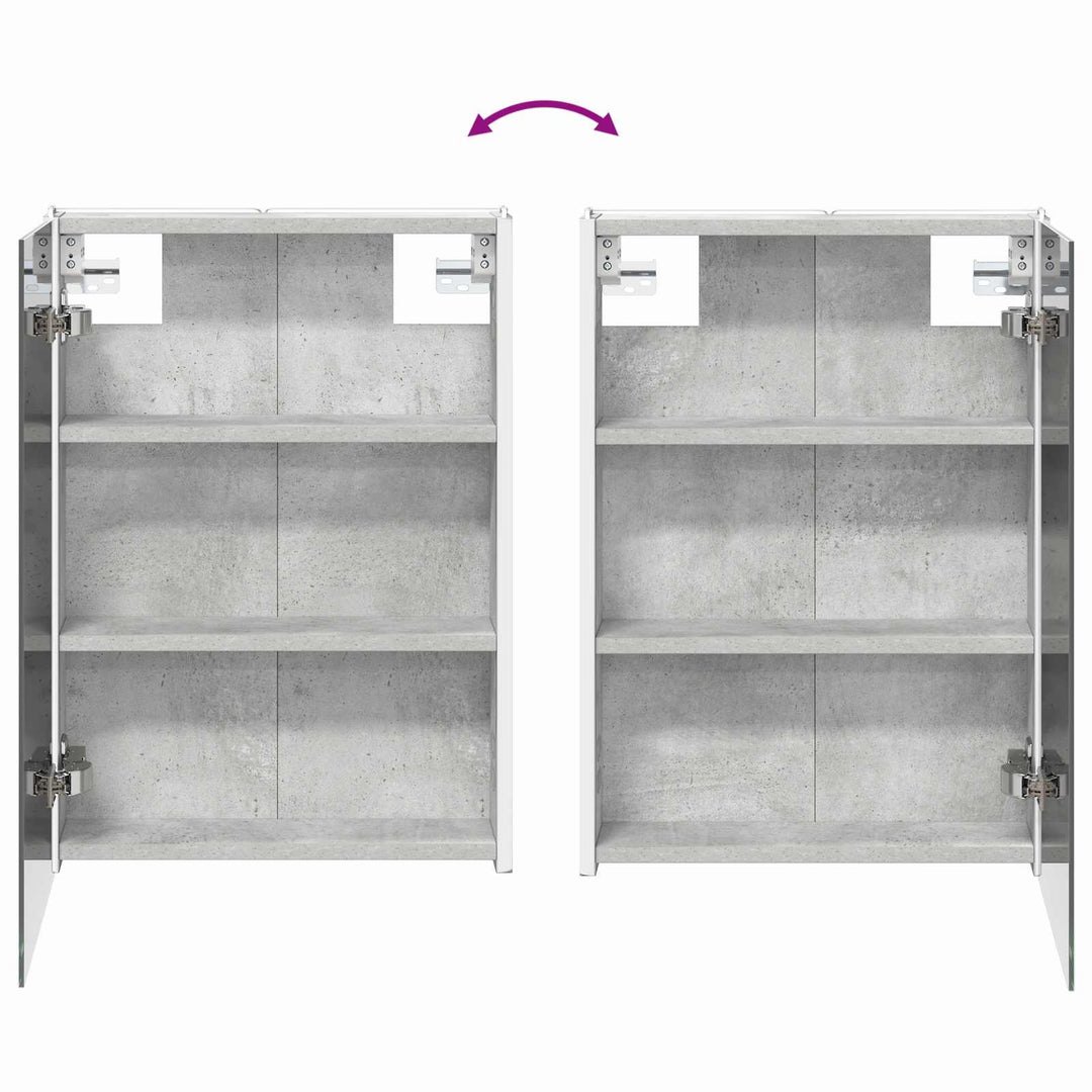 Badeværelsesmøbel sæt 4 pcs Betongrå Konstrueret træ og glas