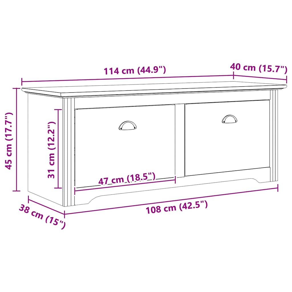 Garderobebænk BODO Honningbrun 118 x 40 x 50 cm Konstrueret træ