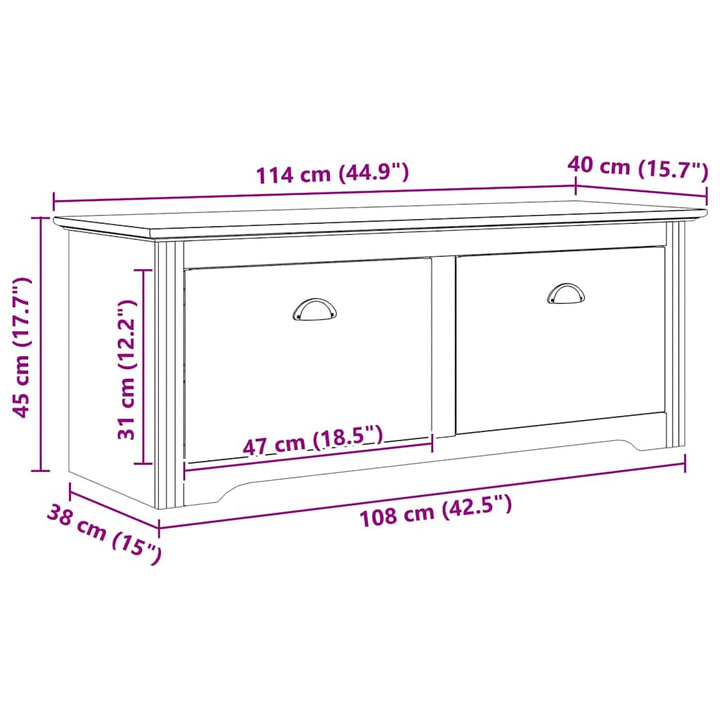 Garderobebænk BODO Honningbrun 118 x 40 x 50 cm Konstrueret træ