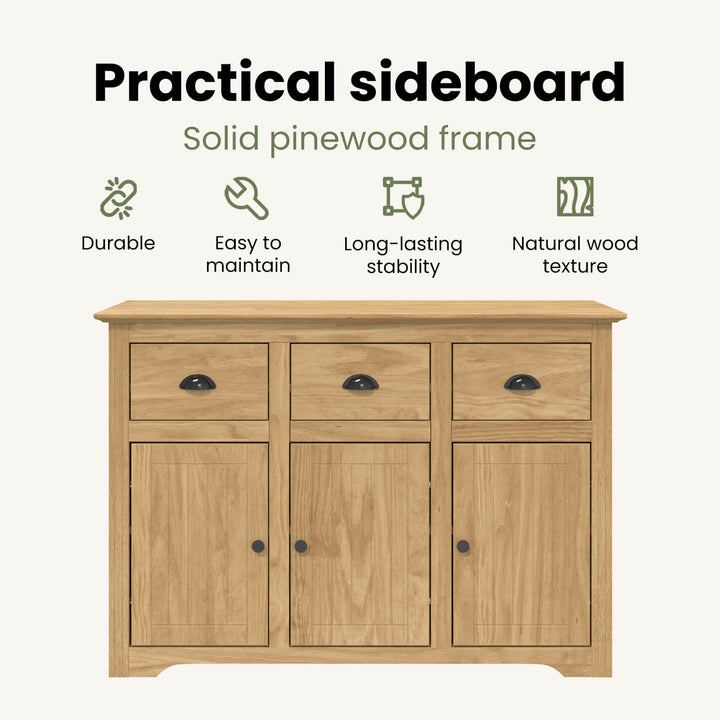 Sideboard BODO Honningbrun 115,5 x 44 x 80 cm Konstrueret træ