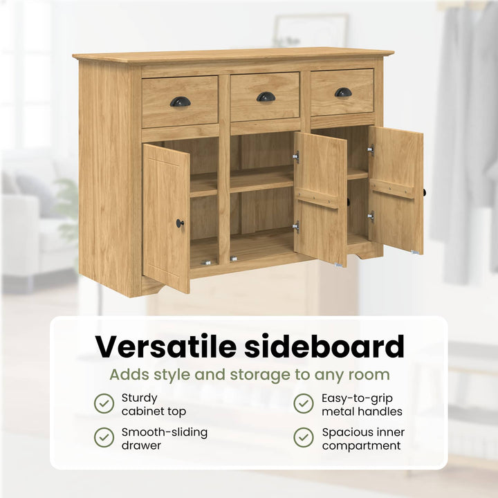 Sideboard BODO Honningbrun 115,5 x 44 x 80 cm Konstrueret træ