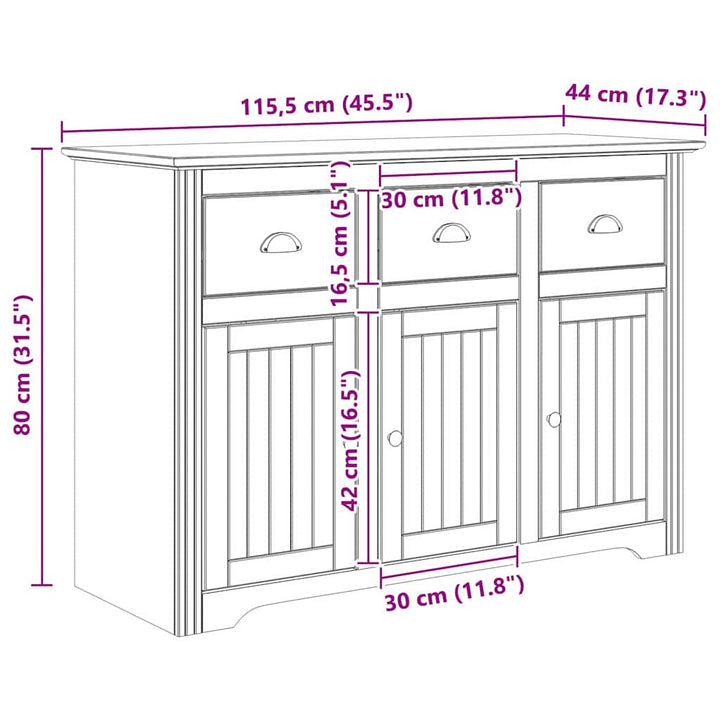 Sideboard BODO Honningbrun 115,5 x 44 x 80 cm Konstrueret træ