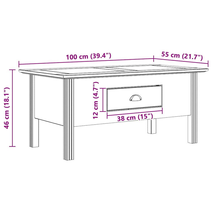 Sofabord BODO Honningbrun 100 x 55 x 45,8 cm Konstrueret træ