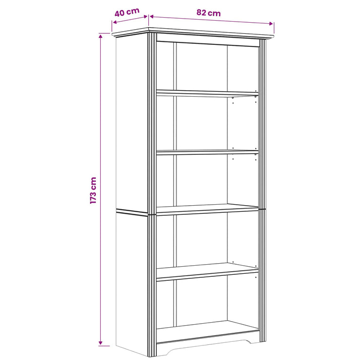 Bogreol BODO 5 niveauer 82 x 40 x 173 cm Konstrueret træ