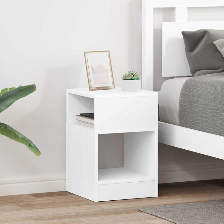 Endebord 2 pcs Hvid 30,5 x 30 x 45 cm Konstrueret træ