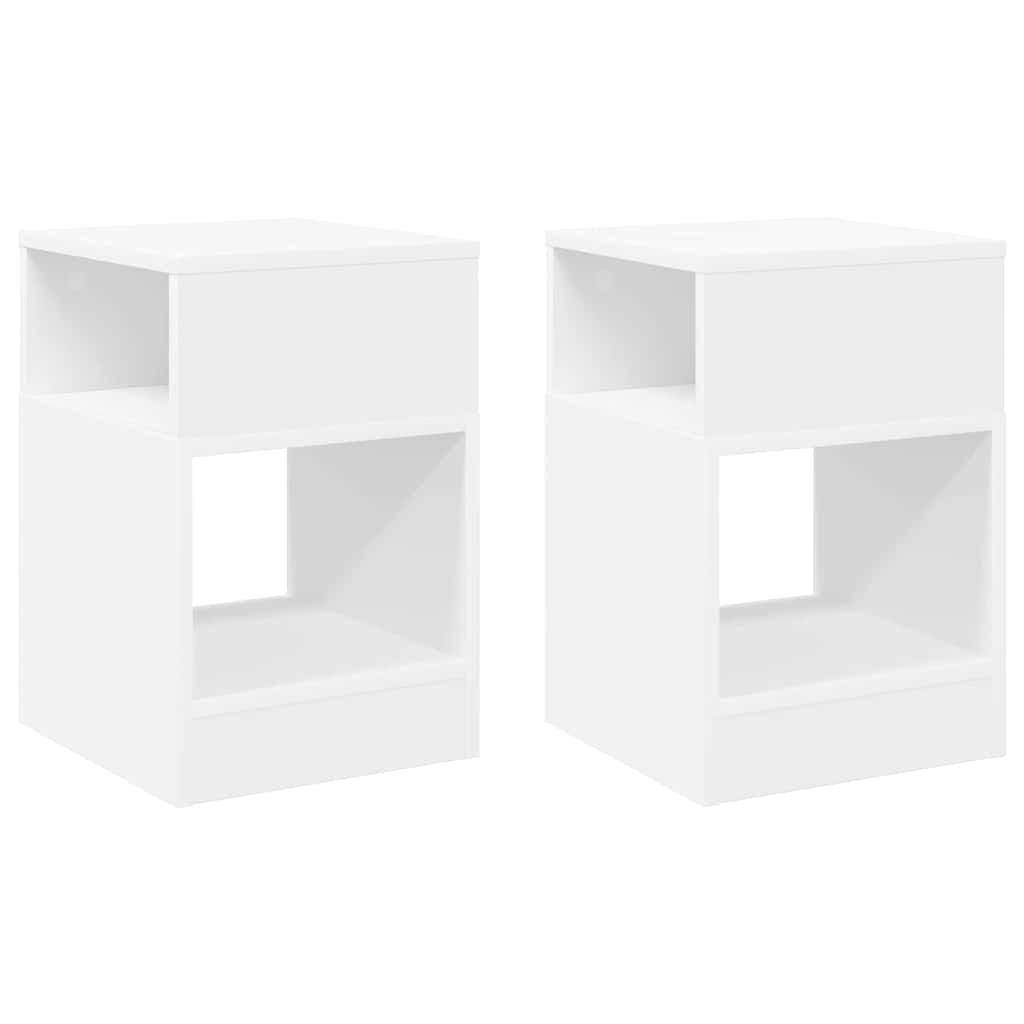 Endebord 2 pcs Hvid 30,5 x 30 x 45 cm Konstrueret træ