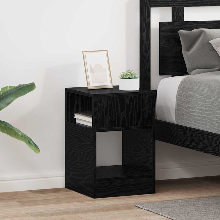 Endebord 2 pcs Sort eg 30,5 x 30 x 45 cm Konstrueret træ