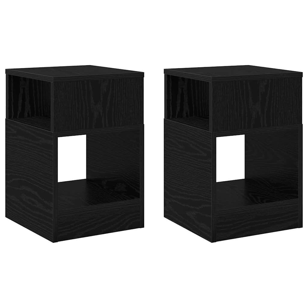 Endebord 2 pcs Sort eg 30,5 x 30 x 45 cm Konstrueret træ
