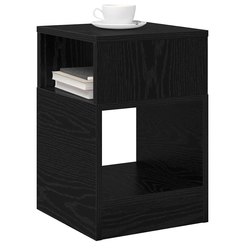Endebord 2 pcs Sort eg 30,5 x 30 x 45 cm Konstrueret træ