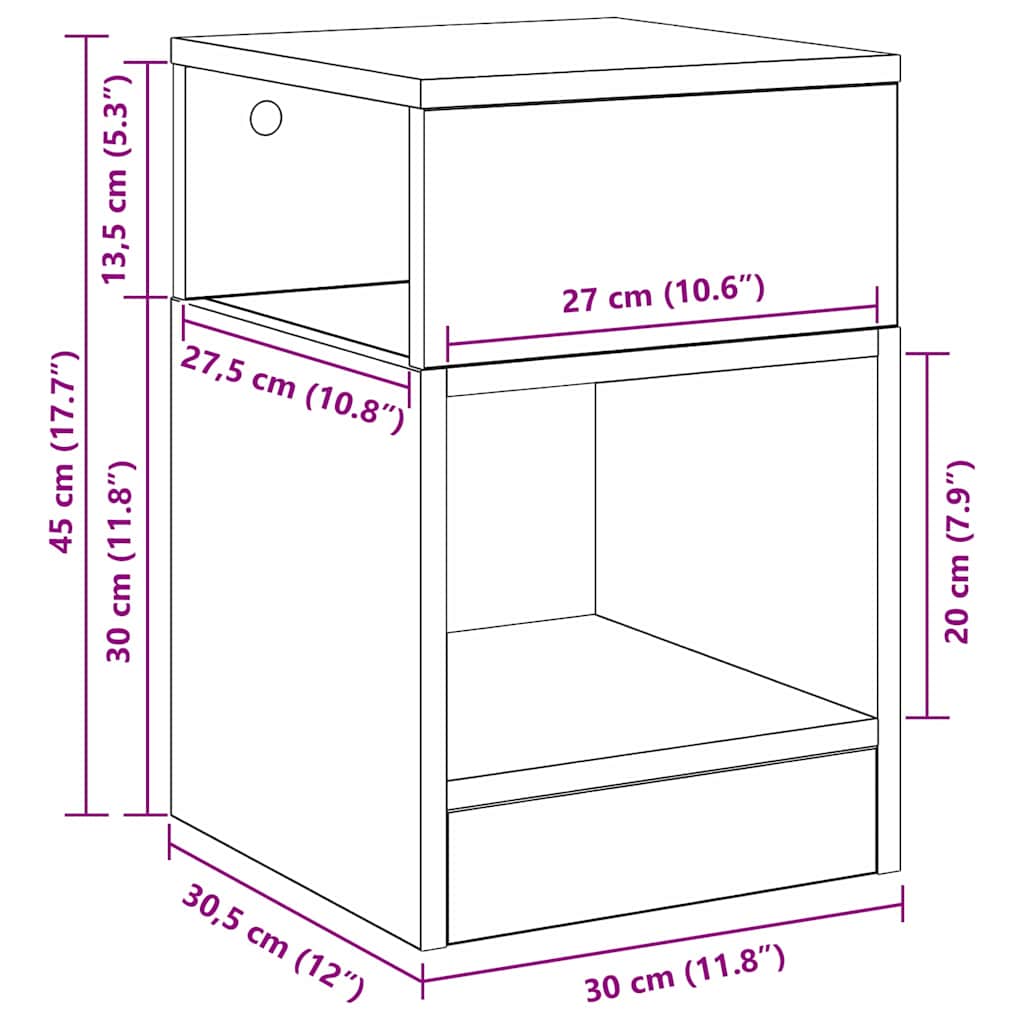 Endebord Sonoma eg 30,5 x 30 x 45 cm Konstrueret træ