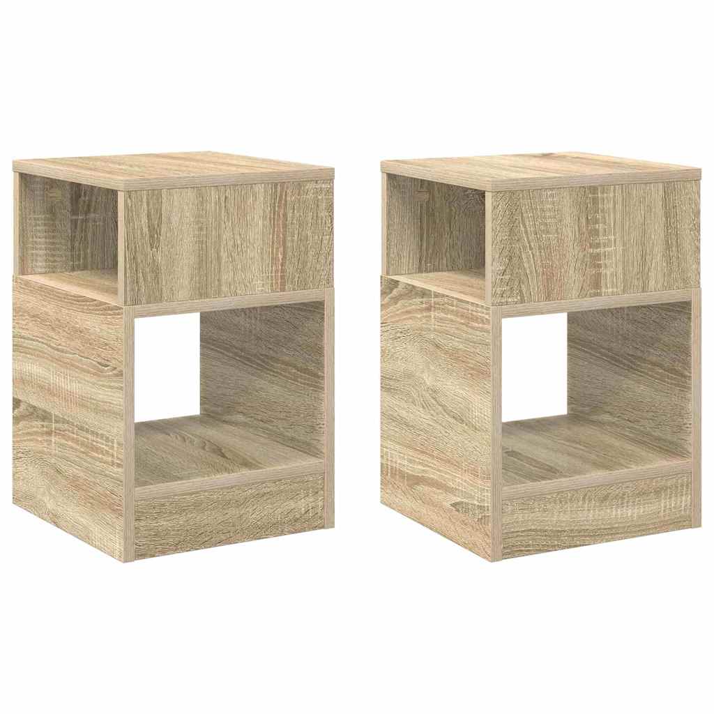Endebord 2 stk. Sonoma eg 30,5 x 30 x 45 cm Konstrueret træ