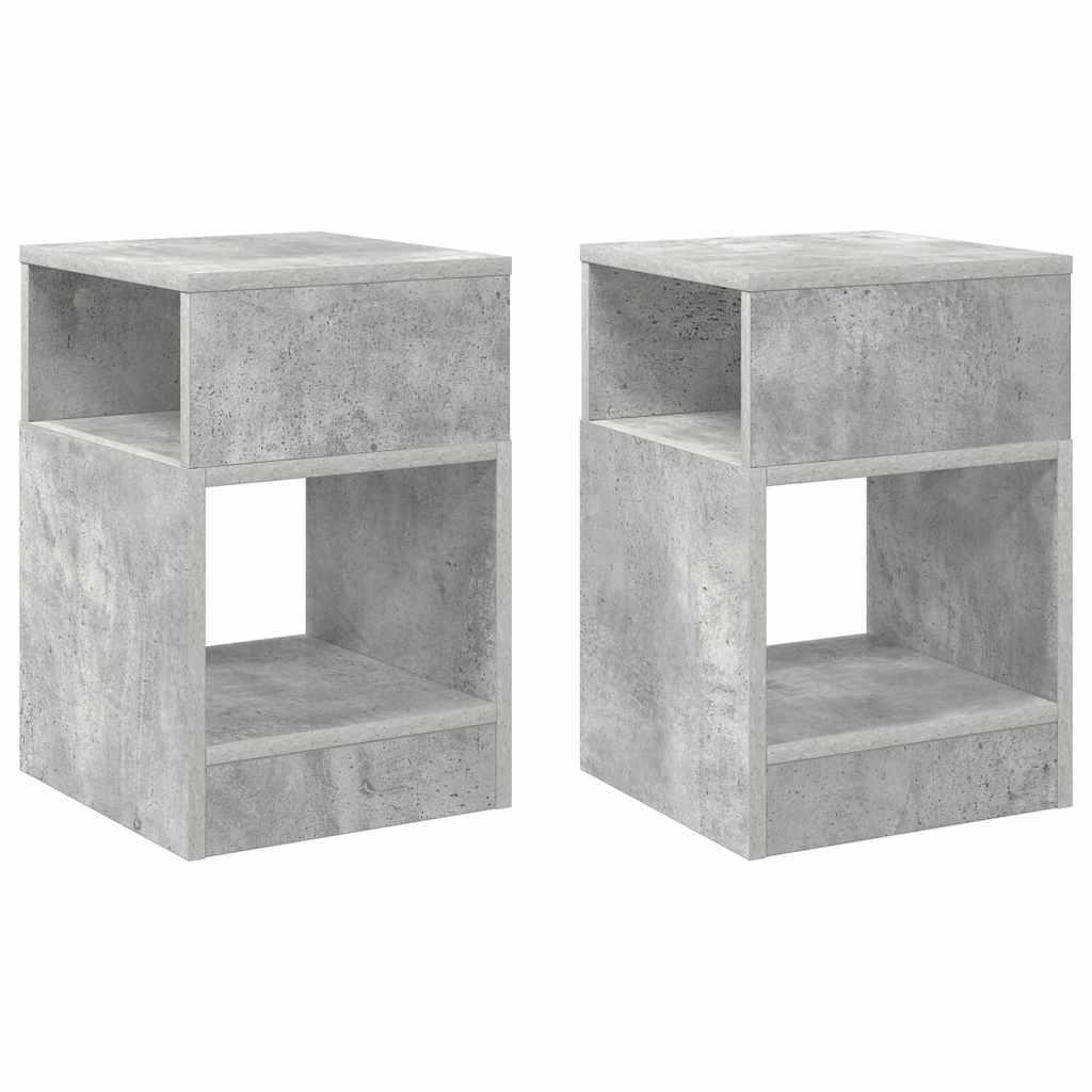 Endebord 2 stk. Beton Grå 30,5 x 30 x 45 cm Konstrueret træ