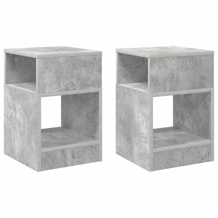 Endebord 2 stk. Beton Grå 30,5 x 30 x 45 cm Konstrueret træ
