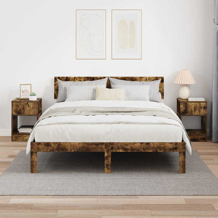 Endebord 2 stk. Røget eg 30,5 x 30 x 45 cm Konstrueret træ
