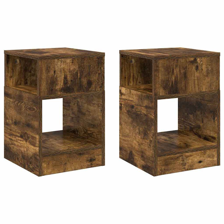 Endebord 2 pcs Røget eg 30,5 x 30 x 45 cm Konstrueret træ