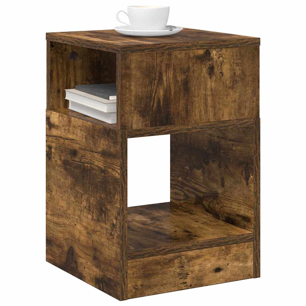 Endebord 2 pcs Røget eg 30,5 x 30 x 45 cm Konstrueret træ