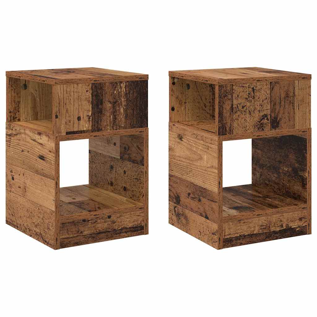 Endebord 2 pcs Gammelt træ 30,5 x 30 x 45 cm Konstrueret træ