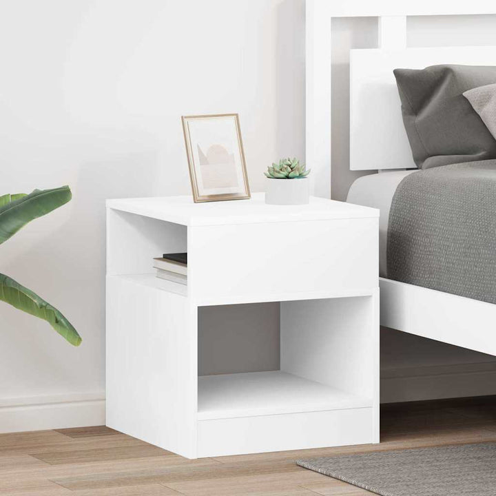 Endebord 2 pcs Hvid 40,5 x 40 x 45 cm Konstrueret træ