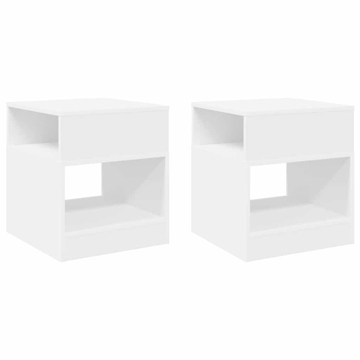 Endebord 2 pcs Hvid 40,5 x 40 x 45 cm Konstrueret træ