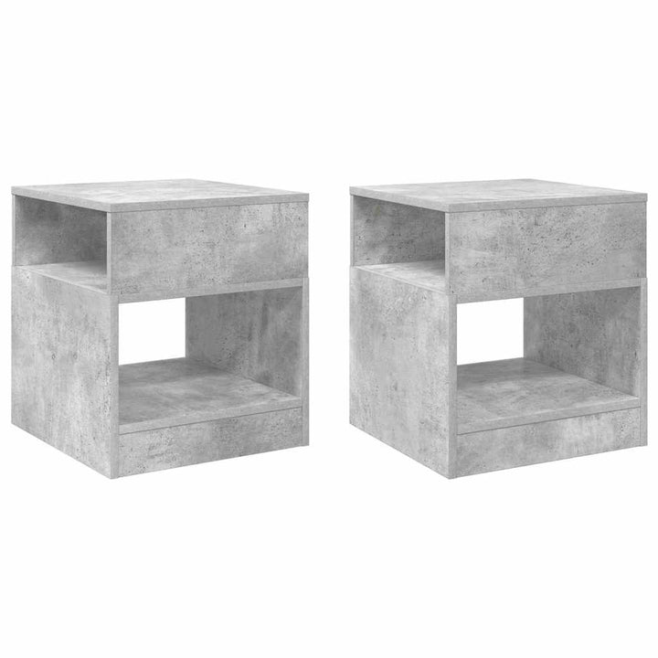 Endebord 2 pcs Beton Grå 40,5 x 40 x 45 cm Konstrueret træ