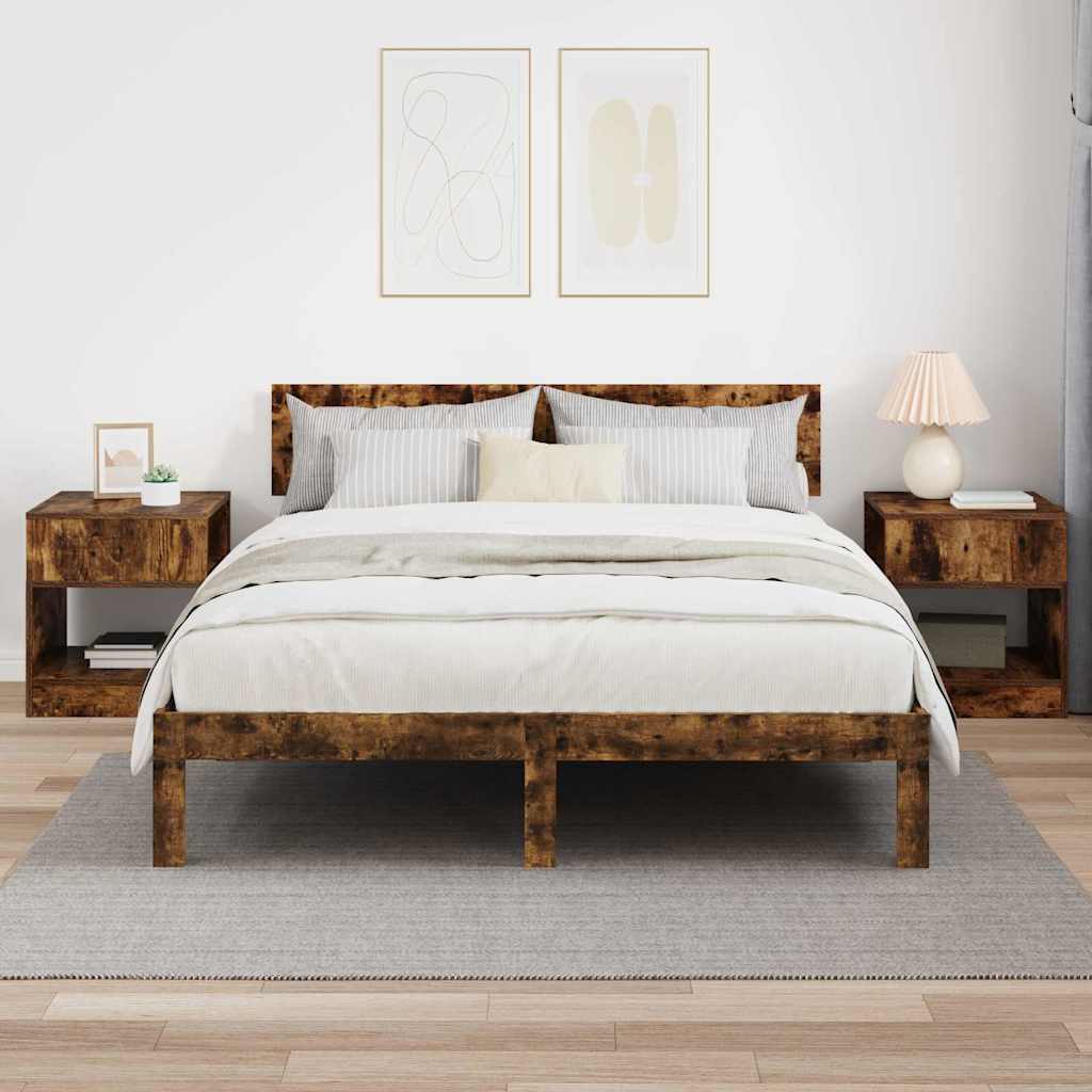 Endebord 2 stk. Røget eg 40,5 x 40 x 45 cm Konstrueret træ