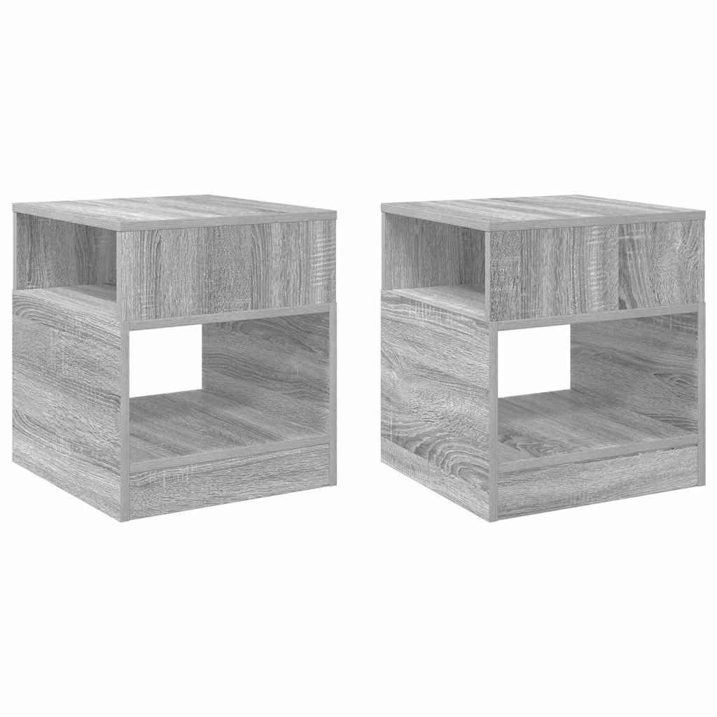 Endebord 2 pcs Grå Sonoma 40,5 x 40 x 45 cm Konstrueret træ