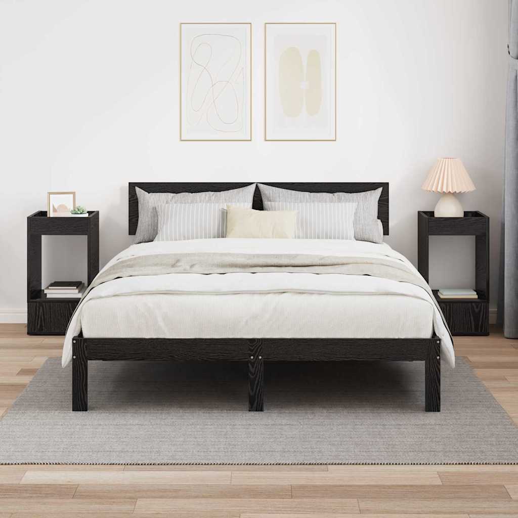 Endebord 2 pcs Sort eg 30 x 30 x 56 cm Konstrueret træ