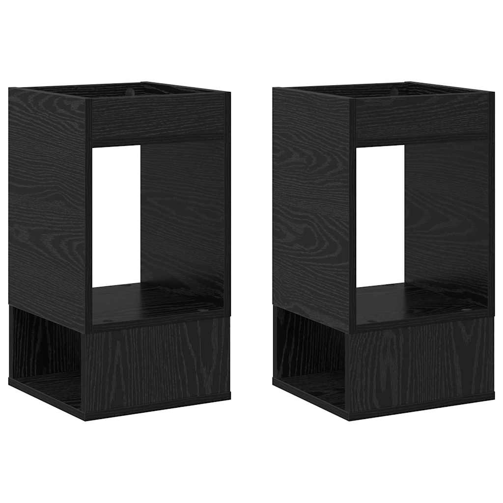 Endebord 2 pcs Sort eg 30 x 30 x 56 cm Konstrueret træ