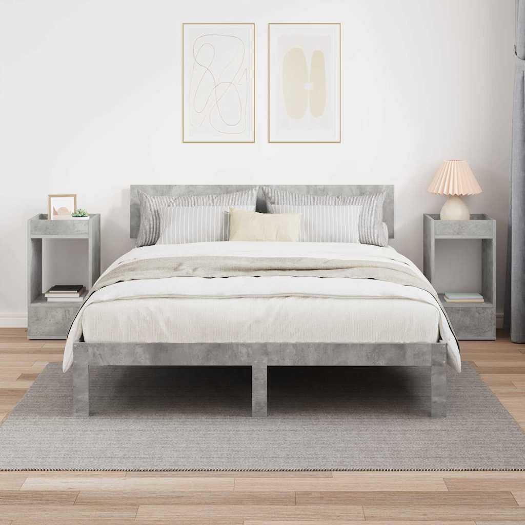 Endebord 2 pcs Beton Grå 30 x 30 x 56 cm Konstrueret træ