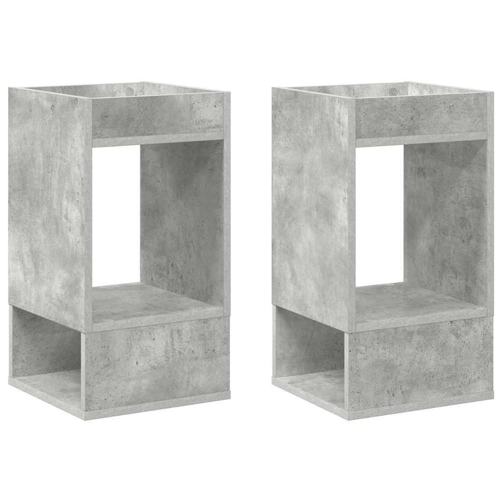 Endebord 2 pcs Beton Grå 30 x 30 x 56 cm Konstrueret træ