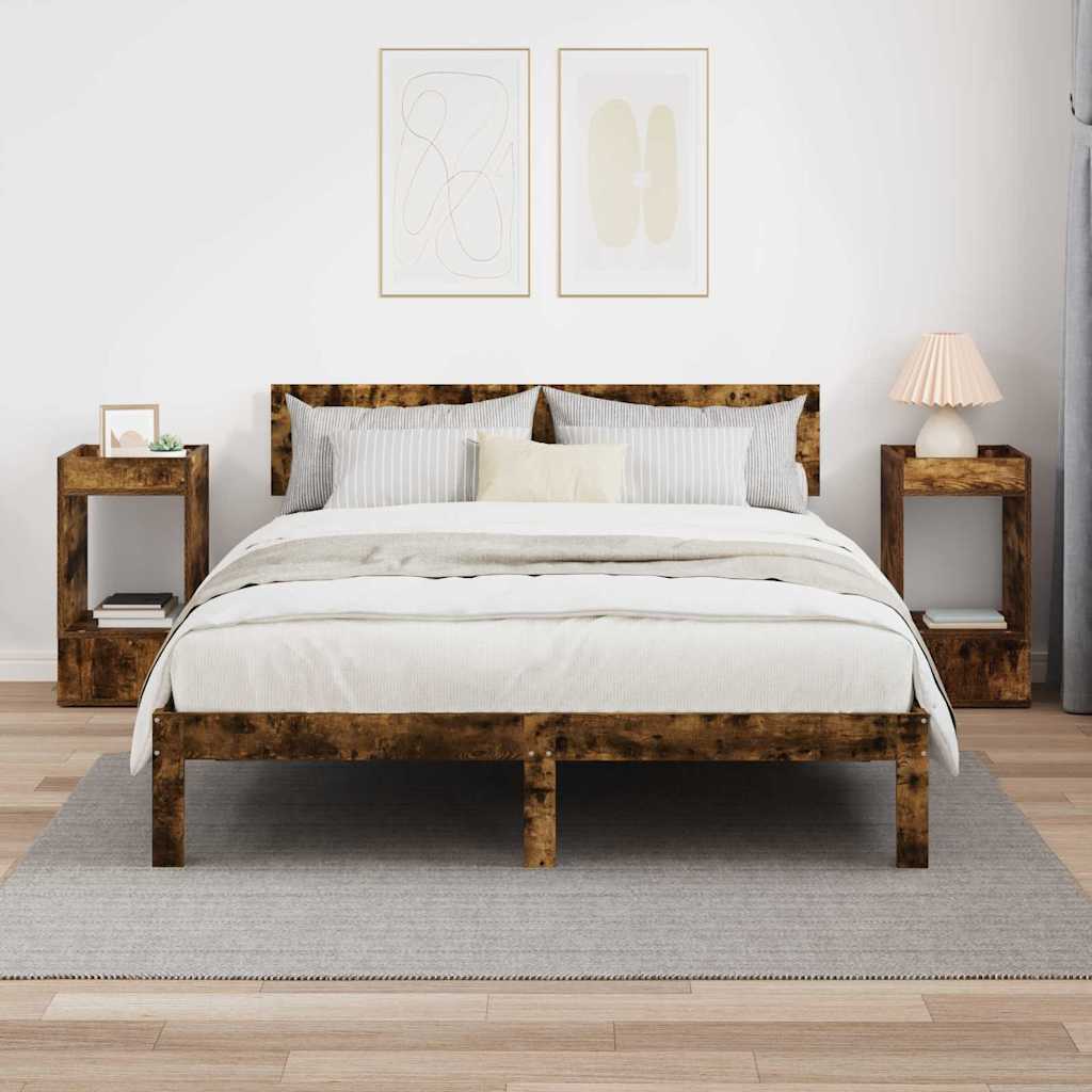 Endebord 2 stk. Røget eg 30 x 30 x 56 cm Konstrueret træ