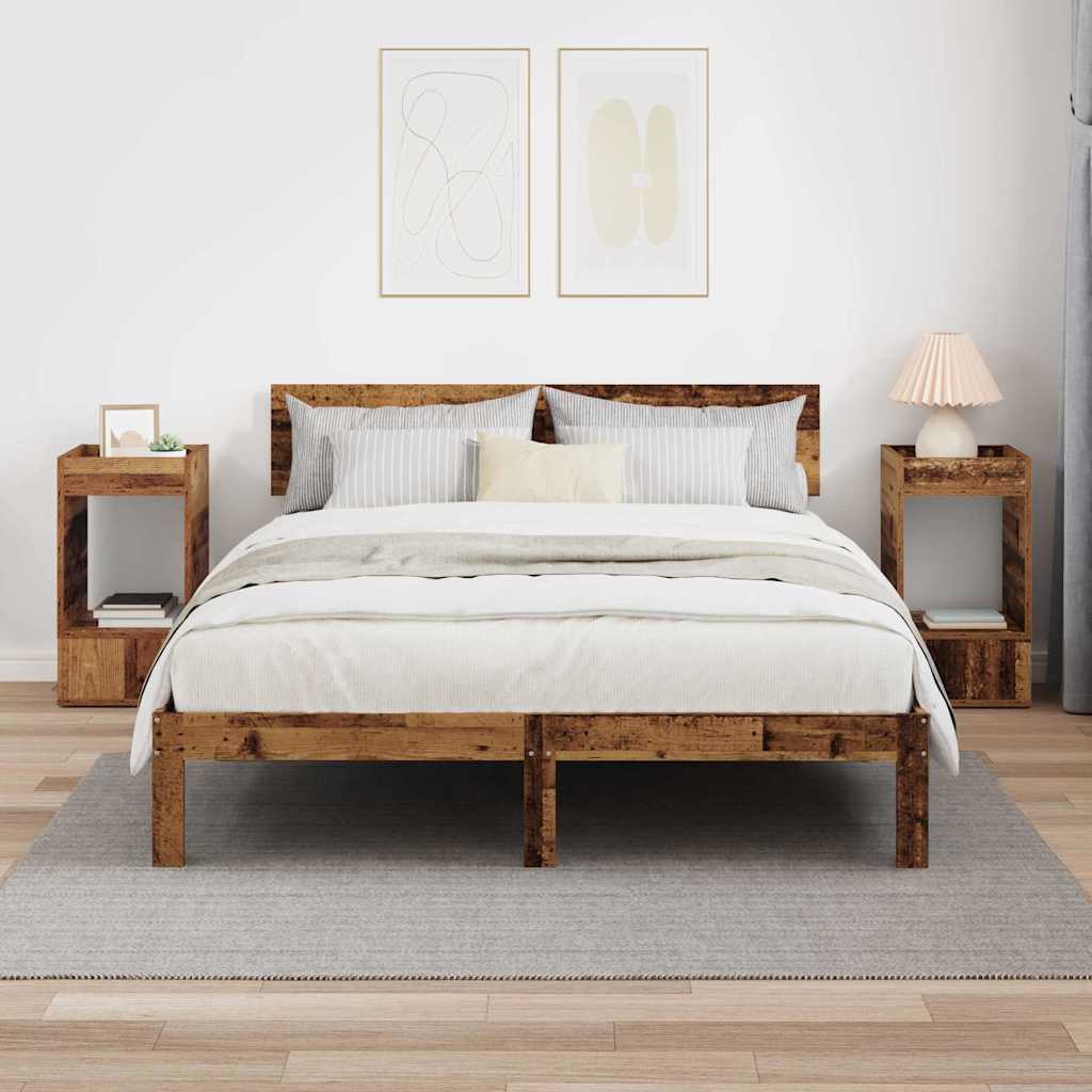 Endebord 2 stk. Gammelt træ 30 x 30 x 56 cm Konstrueret træ