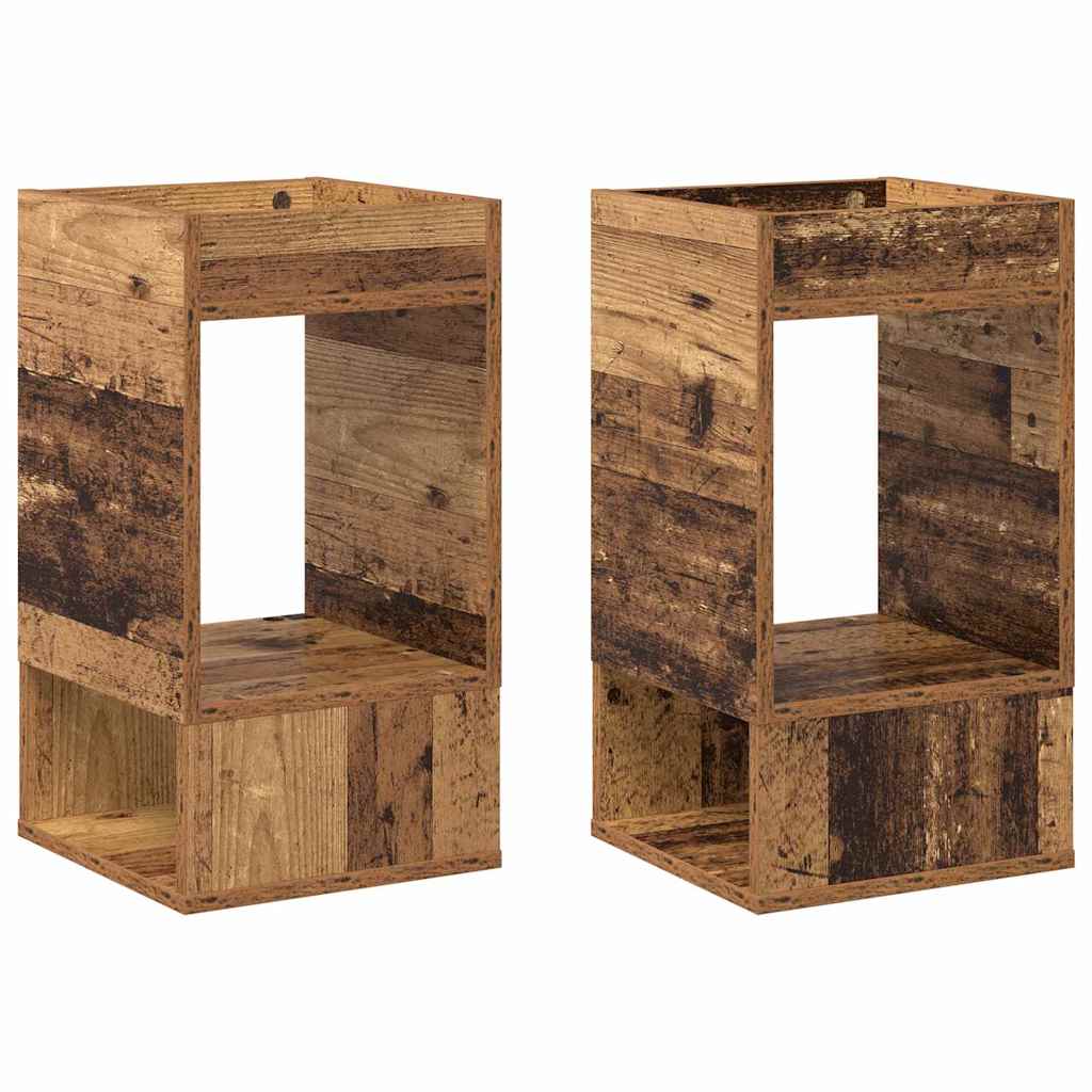 Endebord 2 pcs Gammelt træ 30 x 30 x 56 cm Konstrueret træ