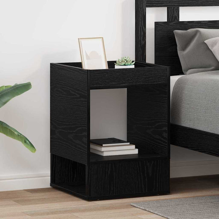 Endebord 2 pcs Sort eg 40 x 40 x 56 cm Konstrueret træ