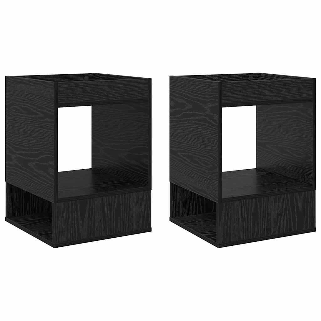Endebord 2 pcs Sort eg 40 x 40 x 56 cm Konstrueret træ