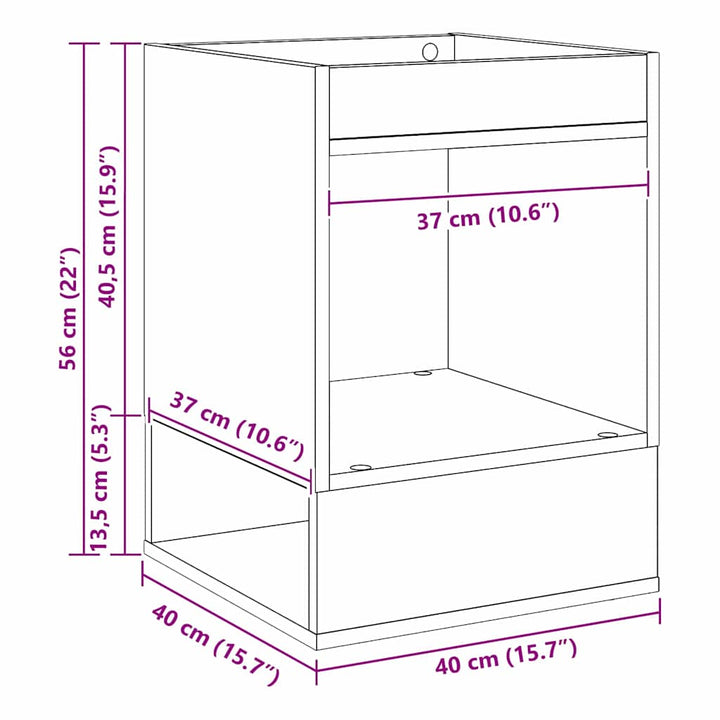 Endebord 2 pcs Sort eg 40 x 40 x 56 cm Konstrueret træ