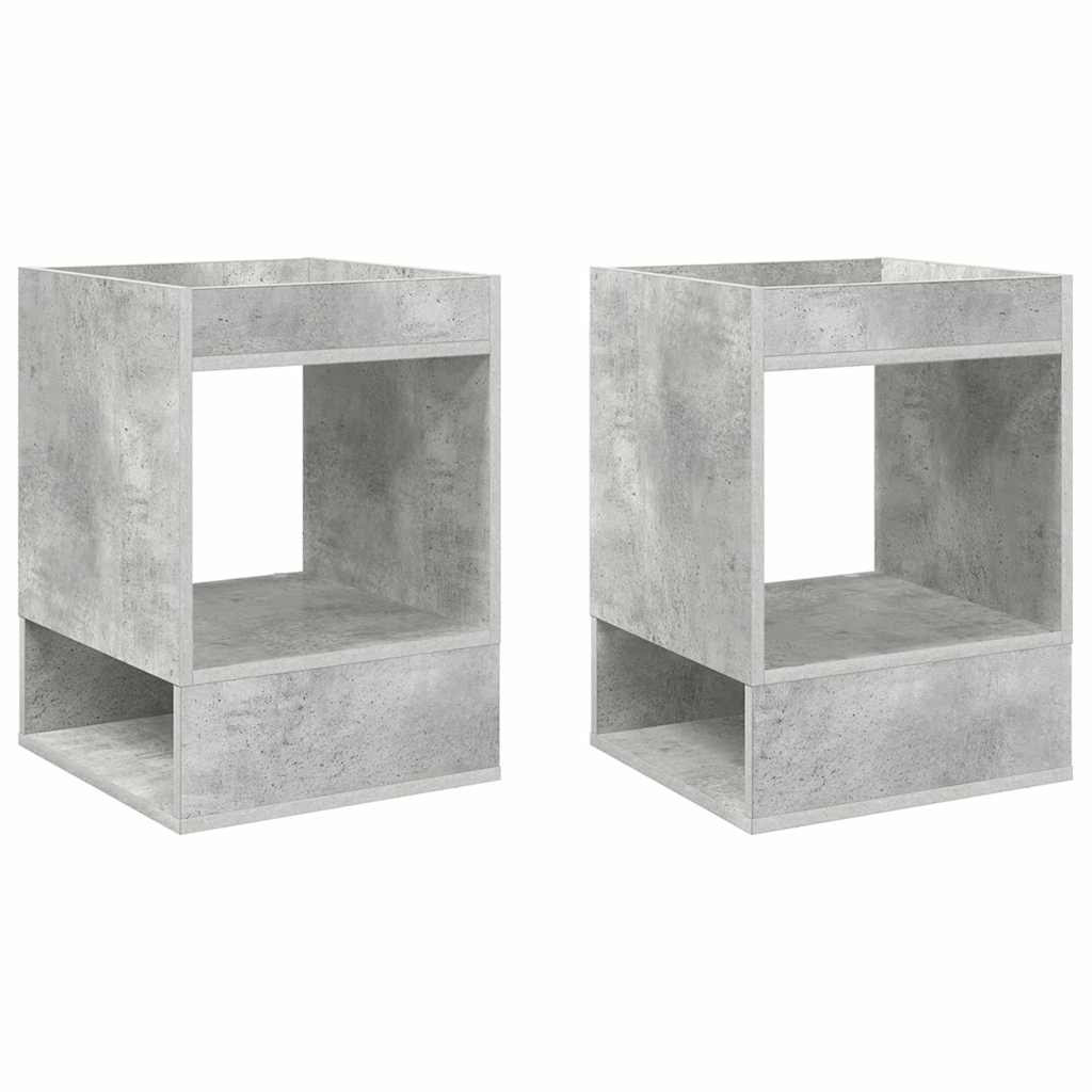 Endebord 2 pcs Beton Grå 40 x 40 x 56 cm Konstrueret træ