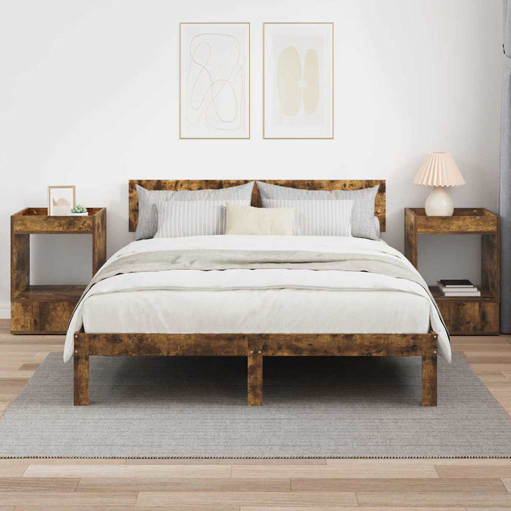 Endebord 2 stk. Røget eg 40 x 40 x 56 cm Konstrueret træ