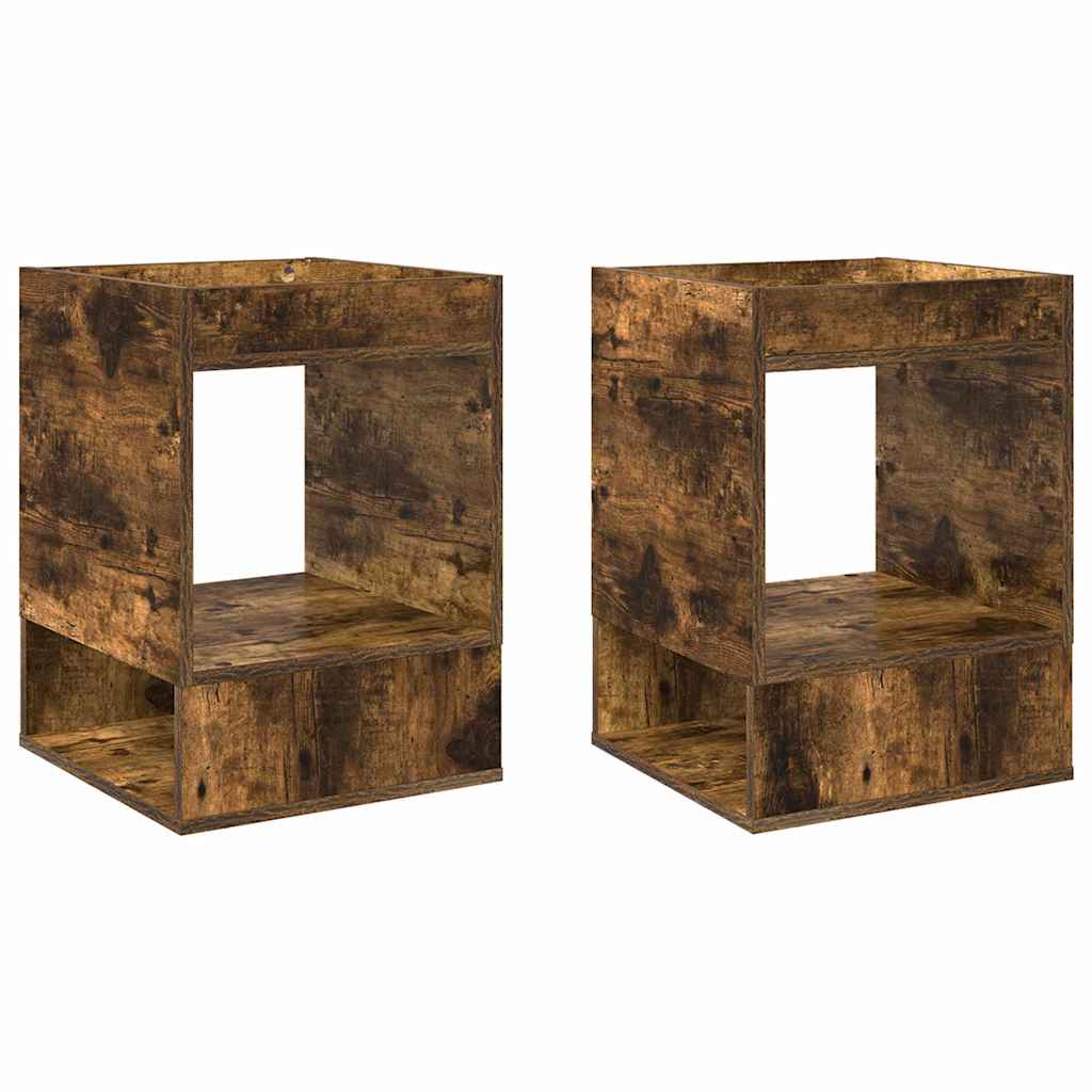 Endebord 2 pcs Røget eg 40 x 40 x 56 cm Konstrueret træ