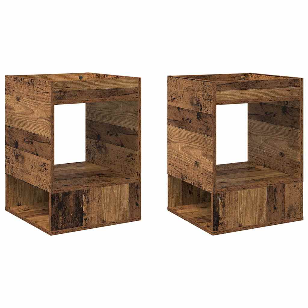 Endebord 2 pcs Gammelt træ 40 x 40 x 56 cm Konstrueret træ