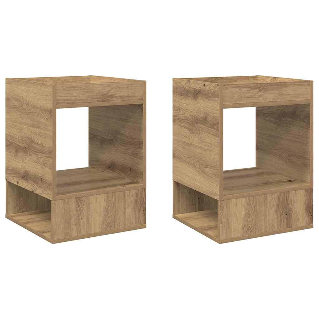 Endebord 2 stk. Artisan Egetræ 40 x 40 x 56 cm Konstrueret træ