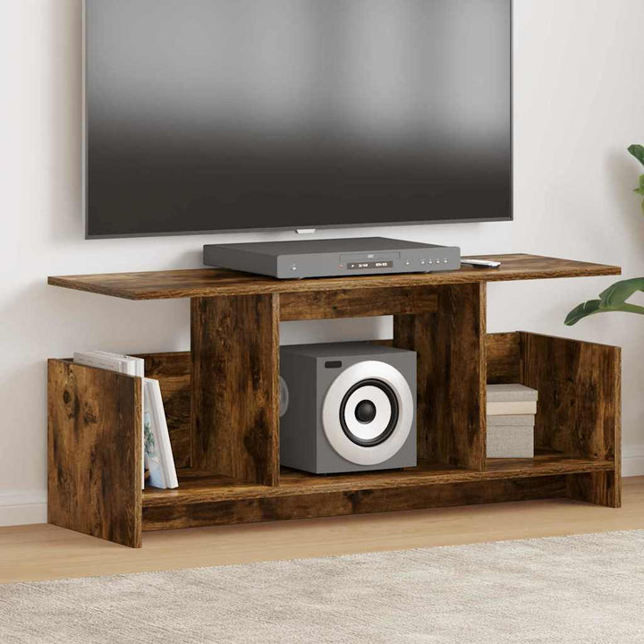 TV-bord 102 x 35 x 45 cm Røget eg Konstrueret træ