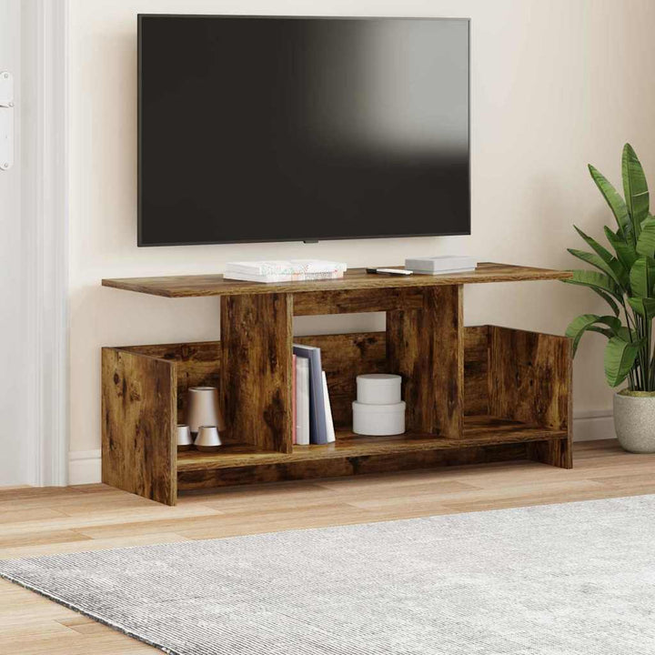TV-bord 102 x 35 x 45 cm Røget eg Konstrueret træ