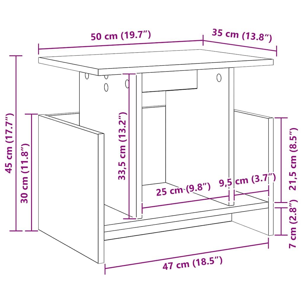 TV-bord Røget eg 50 x 35 x 45 cm Konstrueret træ