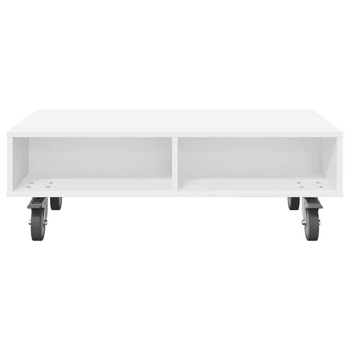 Sidebord med hjul Hvid 90 x 50 x 30 cm Konstrueret træ
