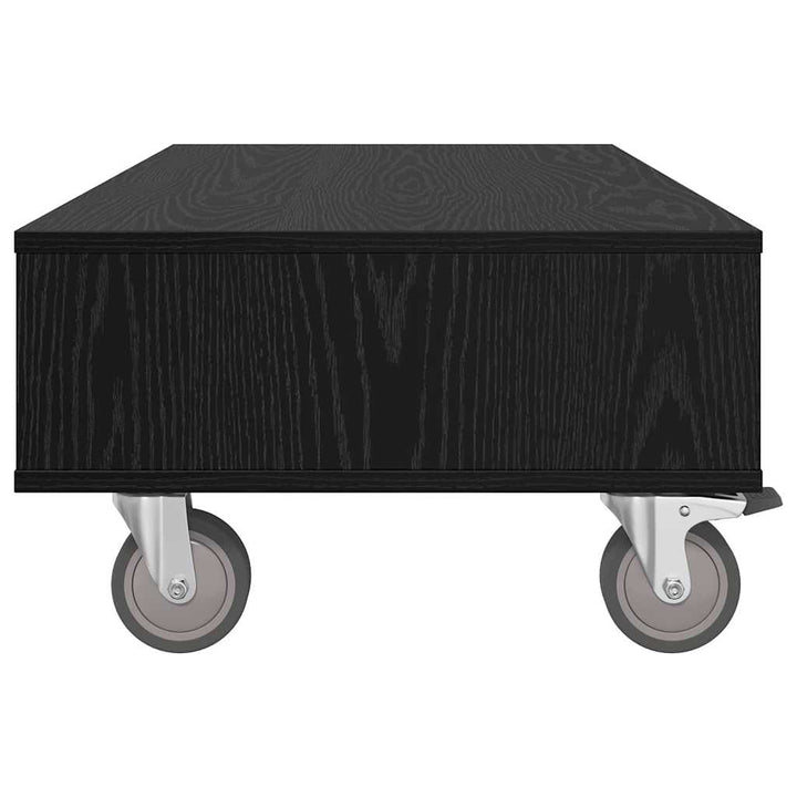 Sidebord med hjul Sort eg 90 x 50 x 30 cm Konstrueret træ