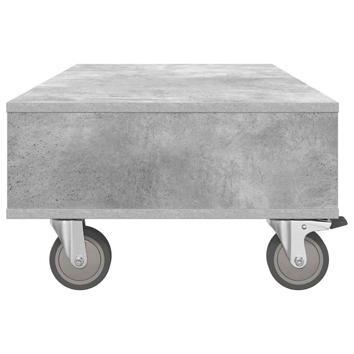 Sidebord med hjul Beton Grå 90 x 50 x 30 cm Konstrueret træ