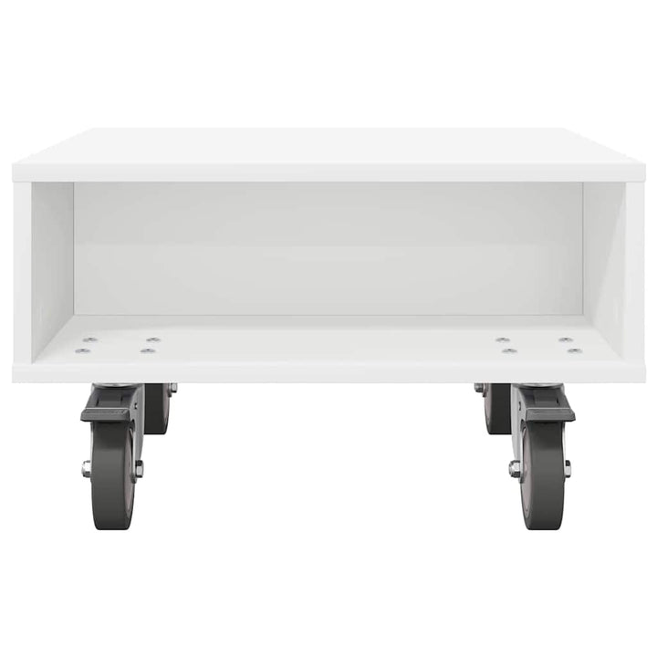 Sidebord med hjul Hvid 50,5 x 50 x 30 cm Konstrueret træ