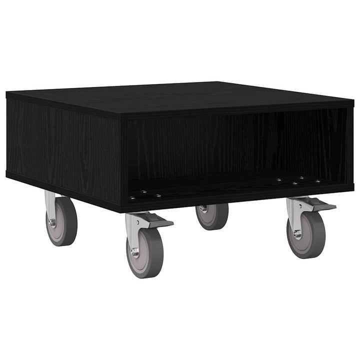 Sidebord med hjul Sort eg 50,5 x 50 x 30 cm Konstrueret træ