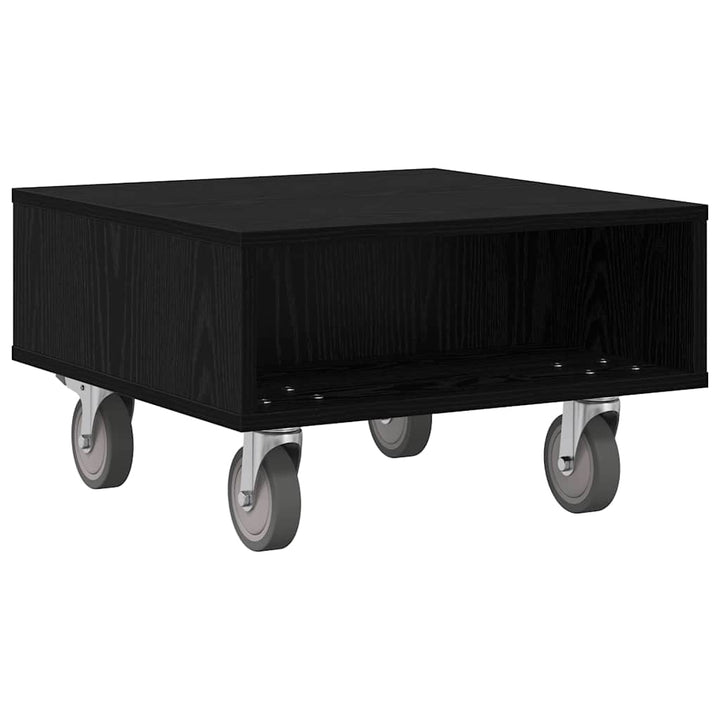 Sidebord med hjul Sort eg 50,5 x 50 x 30 cm Konstrueret træ